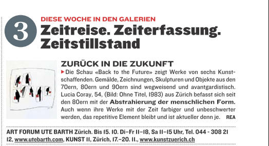 Schweizer Illustrierte DIE BESTEN: Galerie ART FORUM UTE BARTH Zrich, Schweiz